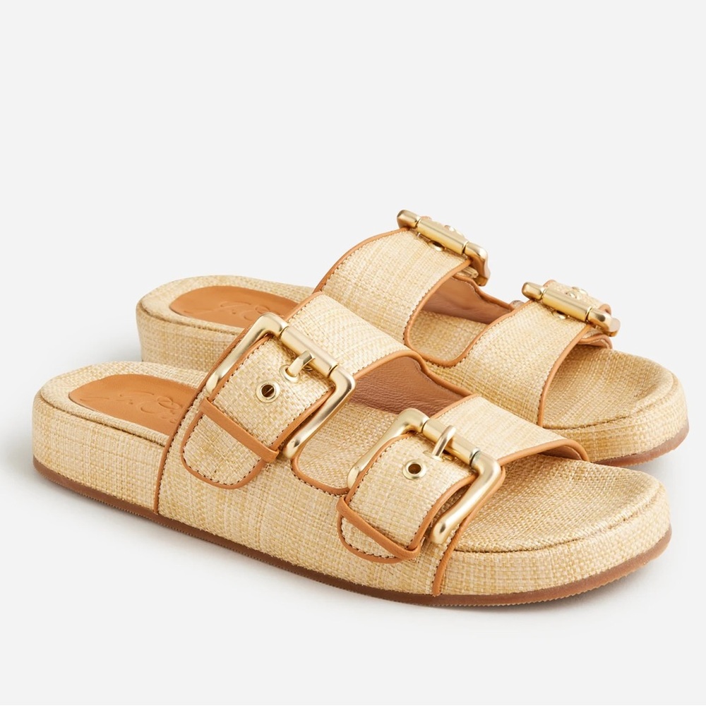 J Crew sandals woven double strap slide Arizona two tone leather size 7.5